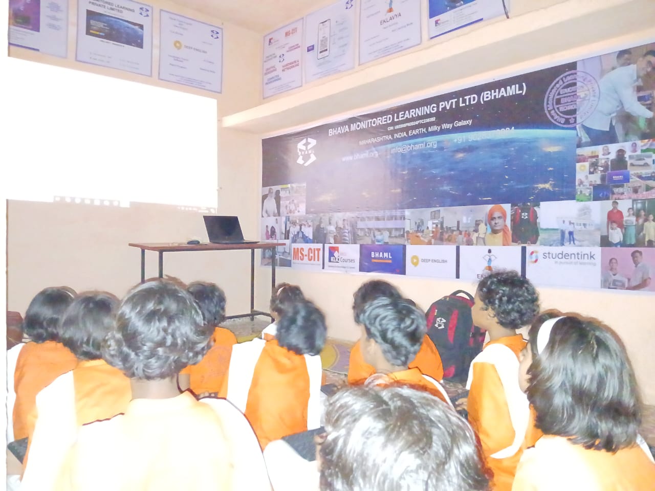 Students attending technology and computer literacy session